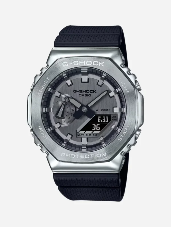 Casio G-Shock G-Steel GM-2100-1ADR Silver Analog-Digital Dial Black Resin Strap G1159