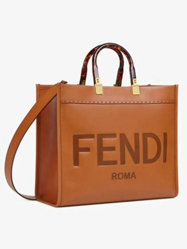 FENDI Sunshine Medium Brown Leather HandBag