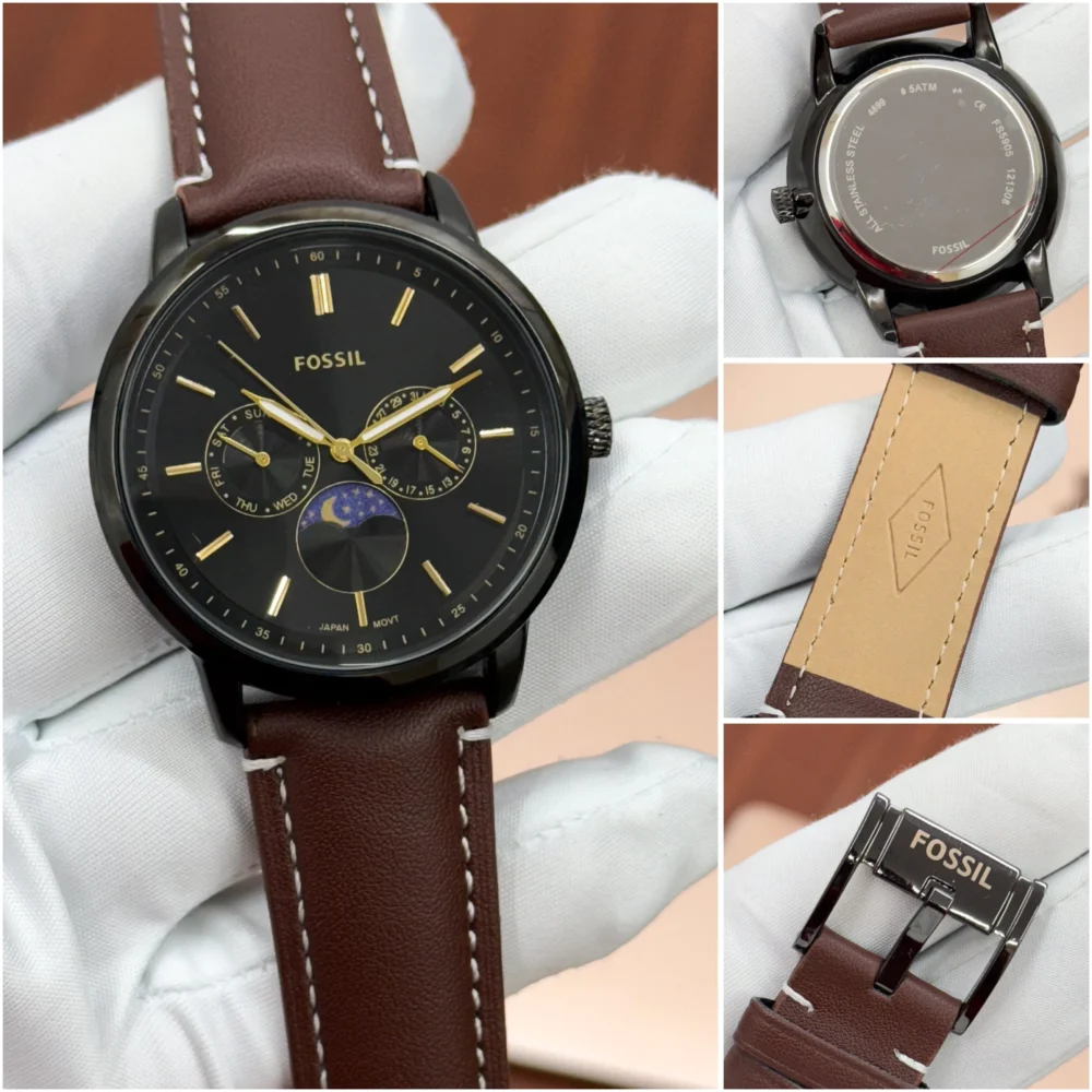 Fossil Brown Leather strap Quartz movement Men's Watch