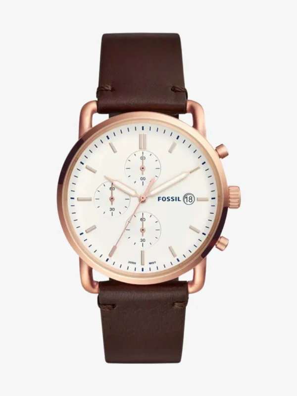 Fossil The Commuter Chronograph Leather White Dial Men's Watch