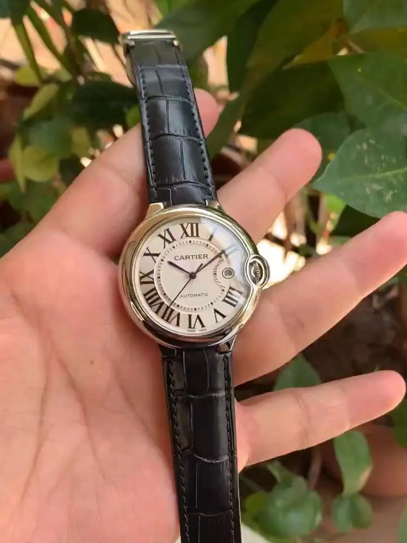 Ballon Bleu De Cartier Silver Leather Automatic 40 mm