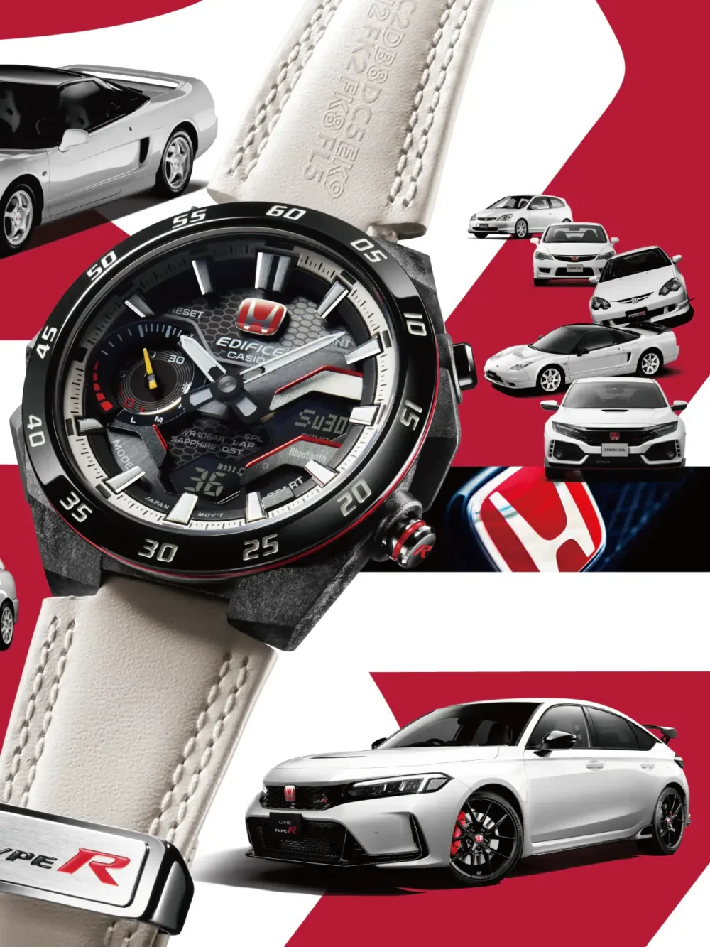 Casio Edifice ECB-2200HTR Honda Type R Edition White Leather Band