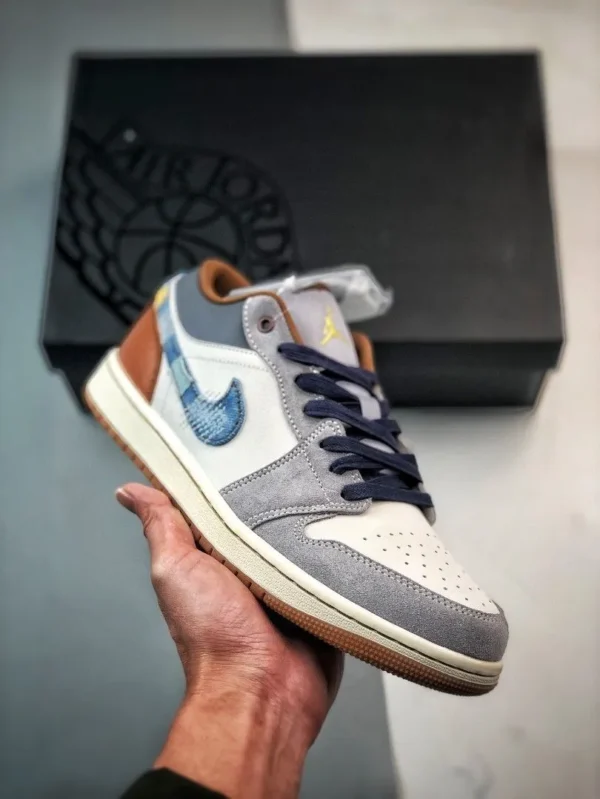 Nike Air Jordan 1 Low SE Phantom Repaired Denim Swoosh