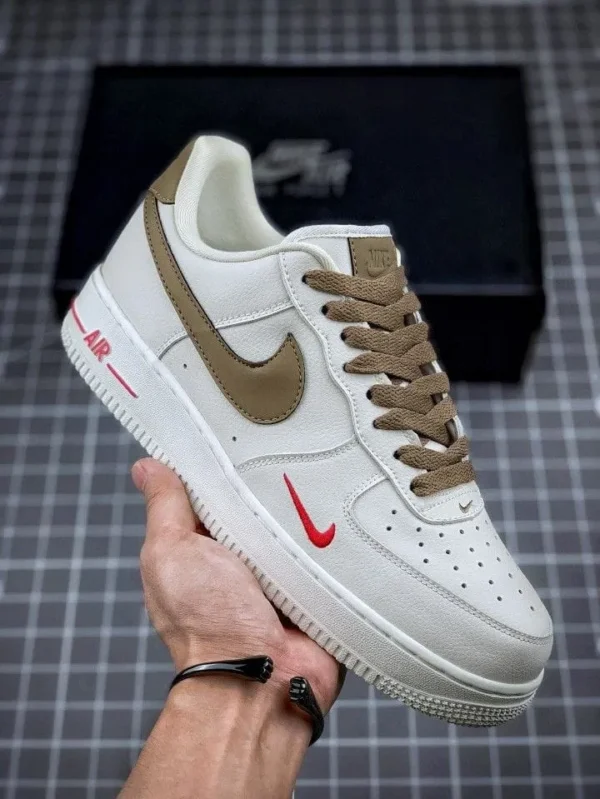 Nike Airforce 1 White Brown Swoosh Milk Coffee