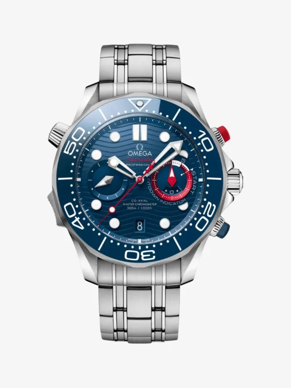 Omega Seamaster Diver 300M America's Cup Stainless Steel 44mm Blue Chronograph