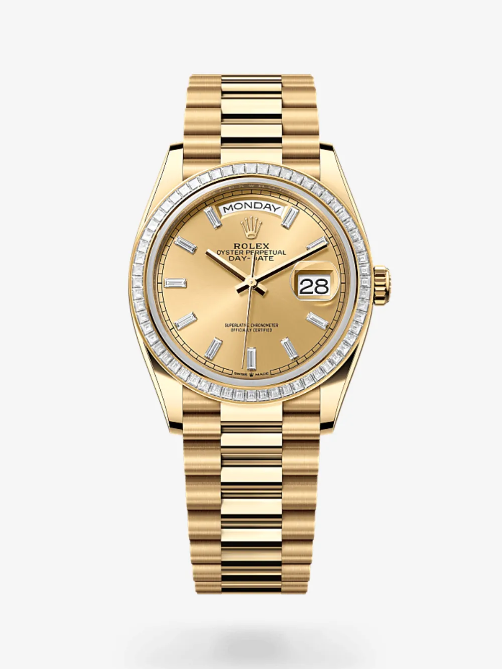 Rolex Day-Date 36 Oyster, 36 mm, yellow gold and diamonds