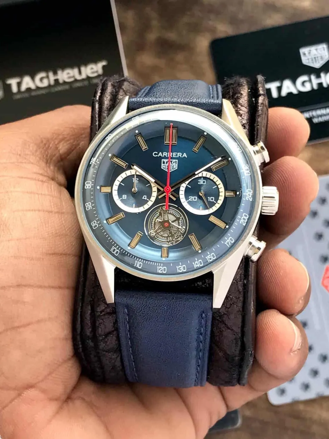 TAG Heuer Carrera Chronograph Tourbillon 42mm Blue Dial Men's Watch