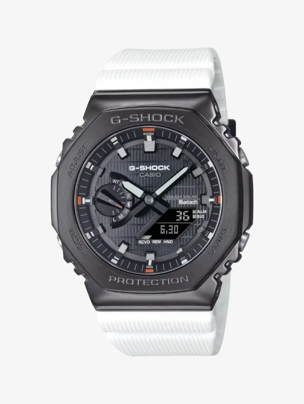 Casio G-Shock 2100 Series GBM-2100B-7A Black Dial White Strap Watch