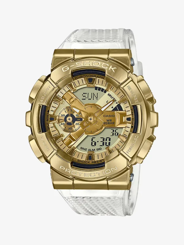 Casio G-Shock GM-110 SERIES GM-110SG-9A Gold-Toned Dial & White Straps Watch