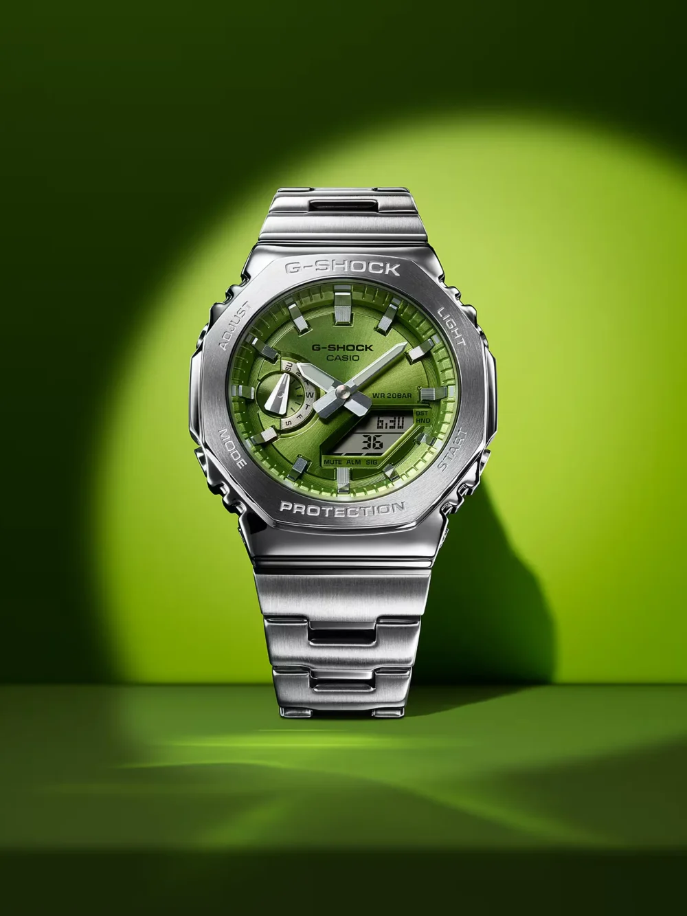 Casio G-Shock GM-2110D-3A Quartz Stainless Steel Green Dial Watch